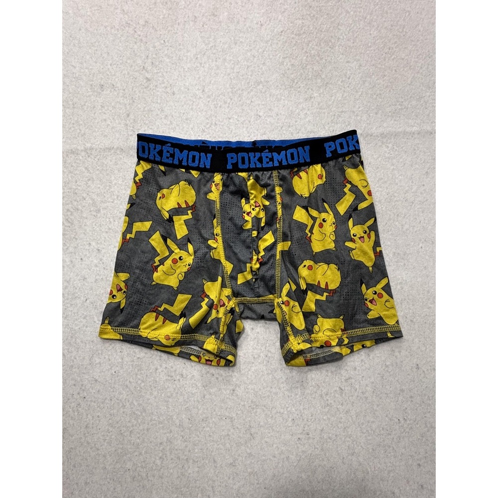 Pokemon Boxer Briefs Boys 4 Gray Pikachu Print Underwear Breathable Stretch